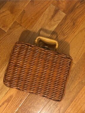 Forever 21 Woven Brown Rattan Handled Basket Purse